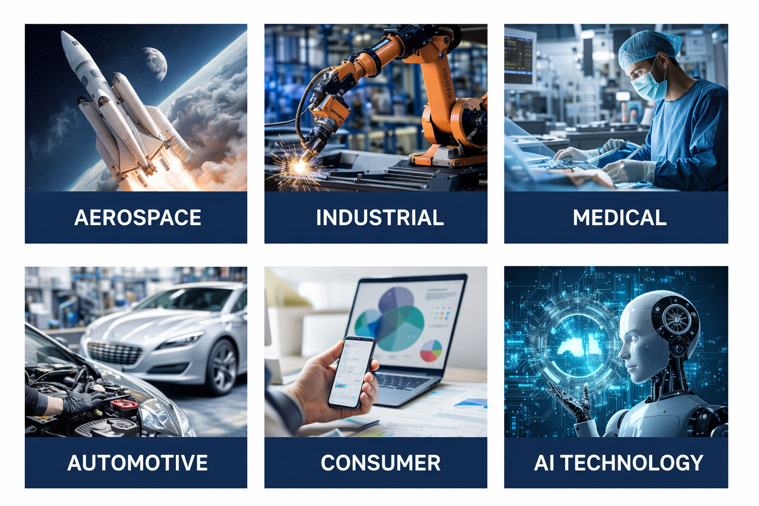 Focused Industries - Aerospace, Industrial, Medical, Automotive, Consumer, AI Technology