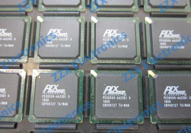 PEX8509-AA25BIG Broadcom 8-port PCIe Gen1 switch in BGA package, chip detail view